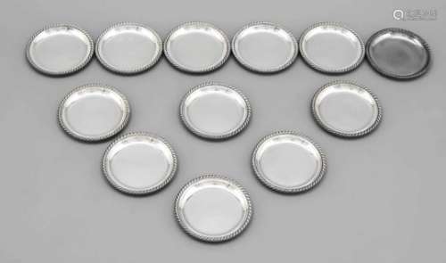 Twelve trivets, German, 20th century, hallmarked Gebr. Deyhle, Schwäbisch Gmünd, Sterlingsilver