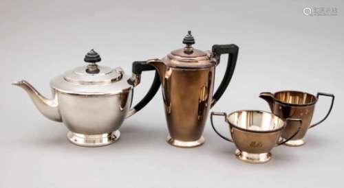 Four-piece coffee and tea set, England, 20th century, hallmarked Mappin & Webb, London &Sheffield,