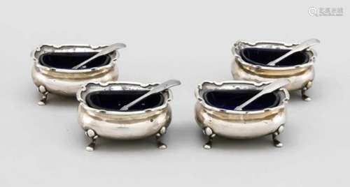 Four salt cellars, England, around 1900, marked unclear, city mark London, Sterling silver925/000,