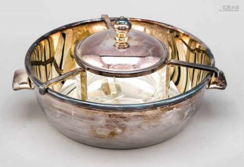 Round caviar bowl, probably France, 20th century, manufacturer probably Saint Hilaire,Paris, plated,