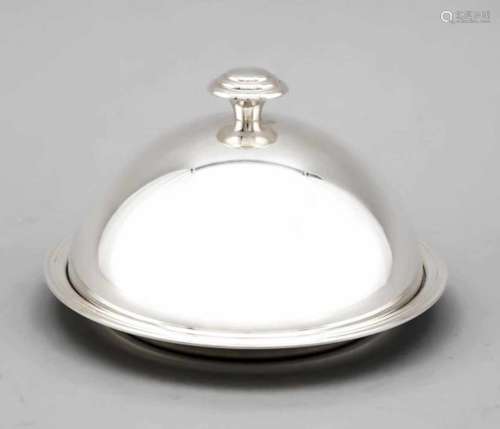 Round butter dish, France, 2nd half of the 20th century, marked Christofle, Paris, plated,smooth