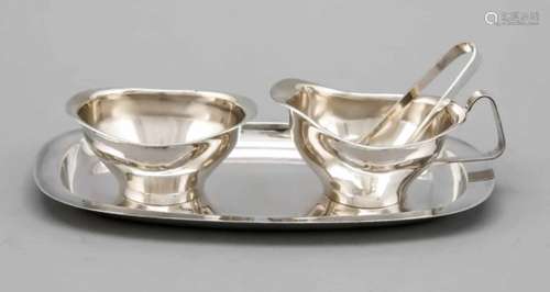 Sugar and Cream vessel, German, 20th cent., hallmarked Otto Wolter, Schwäbisch Gmünd,Sterling silver