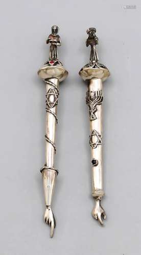 Two Torah pointers, marked Russia, probably at the end of the 19th century, silver 84zolotniki (