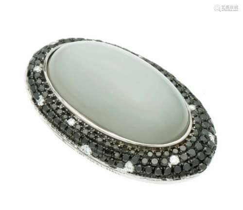 Frank Trautz moonstone pendant WG 750/000 with an oval moonstone cabochon 26 x 15 mm inexcellent