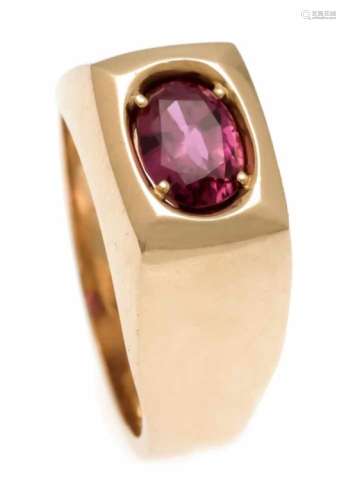Ruby ring GG 750/000 with a very good oval fac.Ruby 2.44 ct in an intense, bright,slightly pinkish