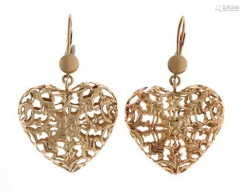Heart earrings GG 750/000 L. 49 mm, 12.2 gHerz-Ohrringe GG 750/000 L. 49 mm, 12,2 g
