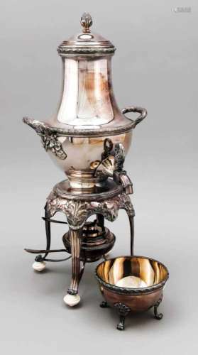 Tea machine on Rechaud, German, around 1900, citymark Bremen, hallmarked CL, Sterlingsilver 925/000,