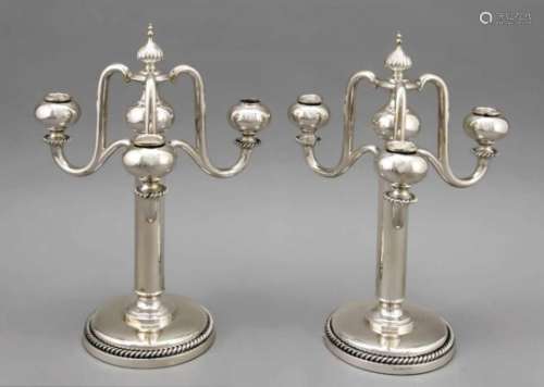 A pair of candlesticks, German, 20th century, hallmarked Otto Wolter, Schwäbisch Gmünd,Sterling