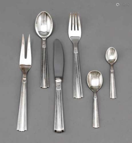 Cutlery for twelve persons, Denmark, 20th century, manufacturer Raadvad, plated, handlewith