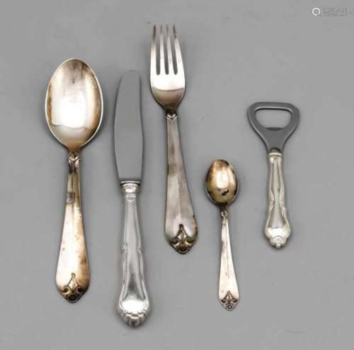 Cutlery for twelve persons, Denmark, 20th century, hallmarked Carl M. Cohr, plated, handlewith