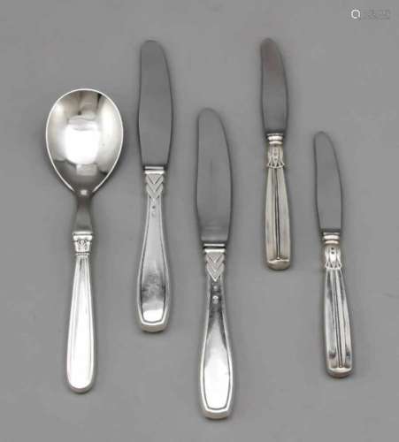 42 pieces cutlery, Denmark, mid-20th century, different manufacturers, silver 830/000,mostly knives,