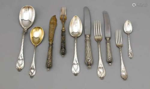 Cutlery for six persons, German, 20th century, hallmarked Vereinigte Silberwarenfabriken,Düsseldorf,