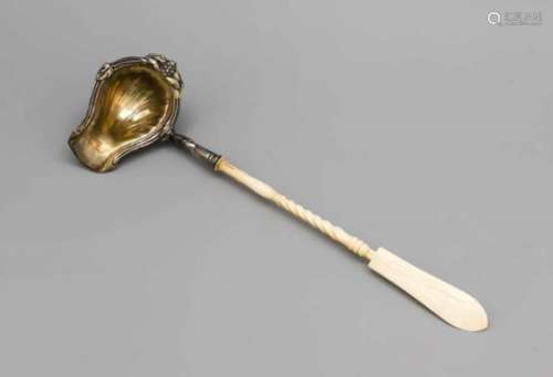 Ladle, 19th century, silver tested, remnants of interior gilding, with relief decorationof vine