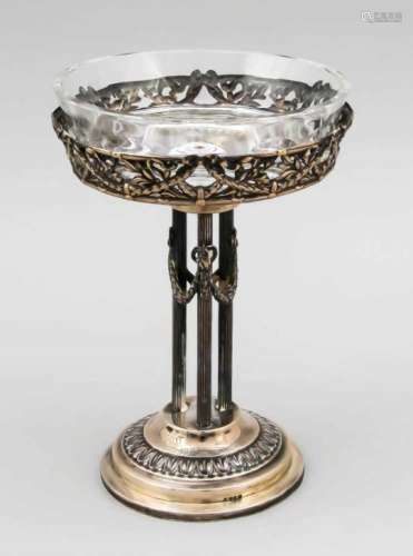 Round bowl, German, around 1900, hallmarked Lutz & Weiss, Pforzheim, silver 800/000, roundstepped