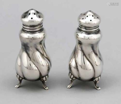 A pair of casters, German, 20th century, hallmarked Otto Wolter, Schwäbisch Gmünd,Sterling silver