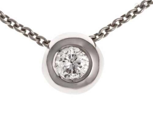 Brilliant pendant WG 585/000 with a brilliant 0.13 ct W / PI, D. 6 mm, chain WG 585/000with