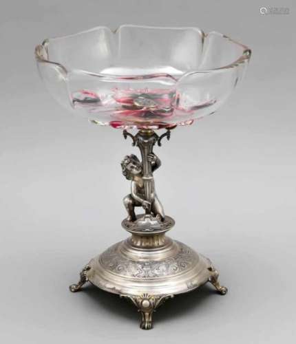Centerpiece, end of the 19th century, hallmarked JW, Silver 800/000, round, domed andfilled stand on