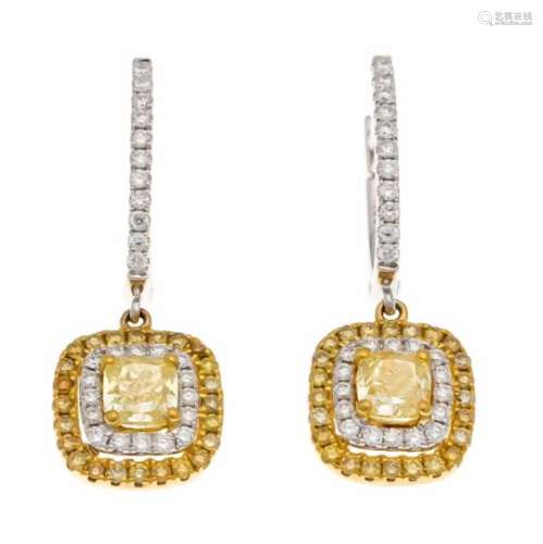 Brilliant clip earrings WG / GG 750/000, each with one diamond, 0.50 ct in total, 24diamonds each,