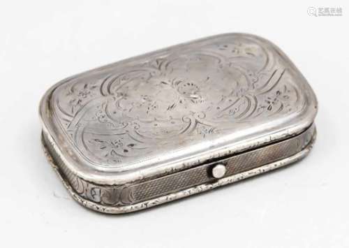 Lidded box, Austria, late 19th century, silver 800/000, rectangular shape with roundedcorners,