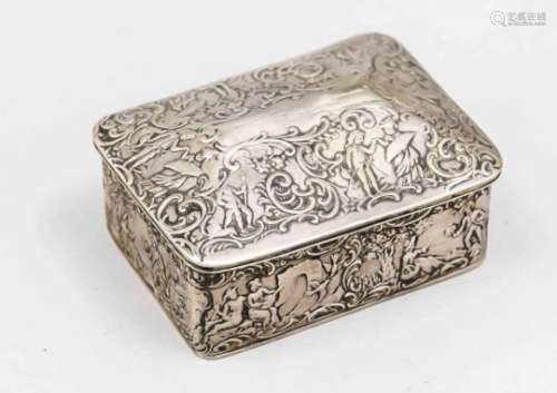 Rectangular lidded box, German, around 1900, probably Hanau, domed and hinged lid, wallwith rich,