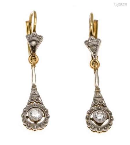 Old cut diamond earrings GG / WG 585/000, each with an old cut diamond, total 0.10 ctl.get.W / SI