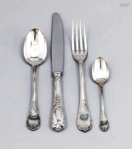16 pieces cutlery, France, 20th century, hallmarked Christofle, Paris, plated, modelMarly, spoons,