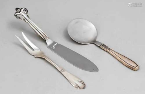 Three serving pieces, Denmark, 1st half of the 20th century, different manufacturers,silver 826/000,