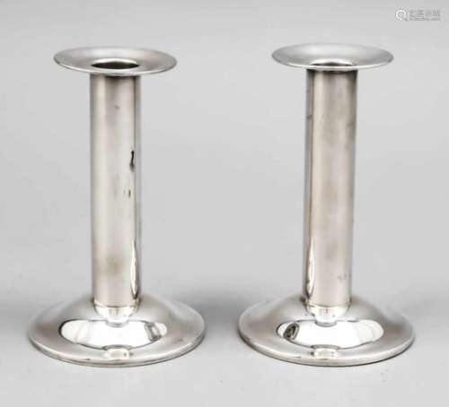 A pair of candlesticks, German, 2nd half of the 20th century, Sterling silver 925/000,round filled