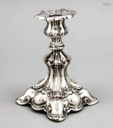 Candlestick, 2nd half of the 19th century, silver 12 (750/000), curved, square standmerging into the