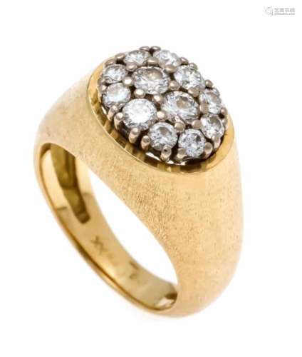Brilliant ring GG 750/000 with 12 brilliants, total 0.86 ct TW / VS, RG 51, 9.3 gBrillant-Ring GG