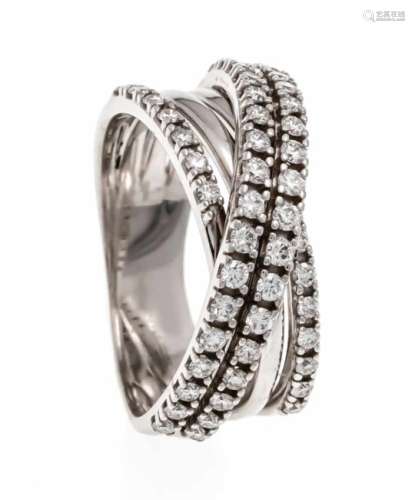 Christ Brillant-Ring WG 585/000 with 48 diamonds, total 1.16 ct W / SI, RG 55, 6.8 gChrist