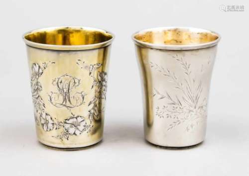 Two baptismal beakers, German, around 1900, hallmarked Koch & Bergfeld, Bremen, silver800/000,