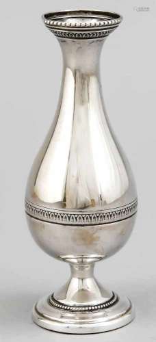 Vase, Italy, 2nd half of the 20th century, silver 800/000, round arched stand, corpus inthe shape of