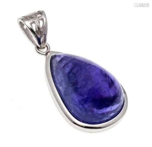 Tanzanite pendant silver 925/000 with a teardrop-shaped tanzanite cabochon 19 x 12 x 9 mm,L. 30