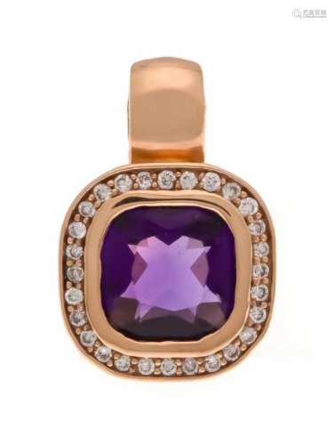 Amethyst-brilliant pendant RG 585/000 with a fac. Amethyst 7 x 7 mm in excellent color