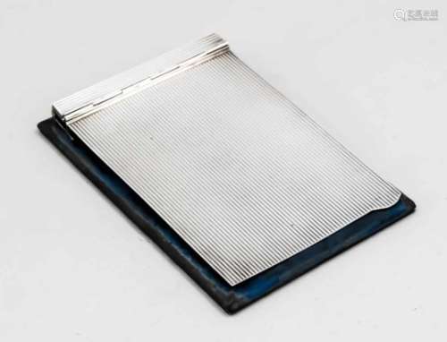 Notepad holder, 20th century, mounting Sterling silver 925/000, engraved stripe decor,mounted on a
