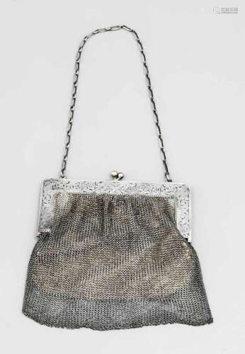 Small bag early 20th century, silver 800/000, with floral and ornamental engraving, l. 15cm, approx.