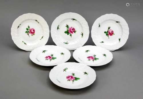 Six dessert plates, Meissen, Knauf sword mark 1850-1924, 2nd quality, shapeNeubrandenstein,