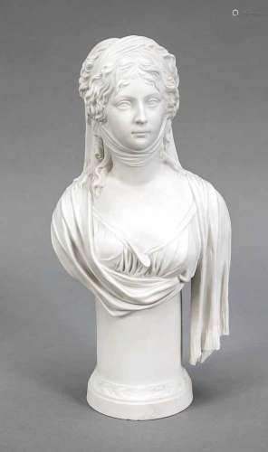 Bust of Queen Luise of Prussia, KPM-Berlin, mark 1962-1992, 1st quality, white bisqueporcelain,