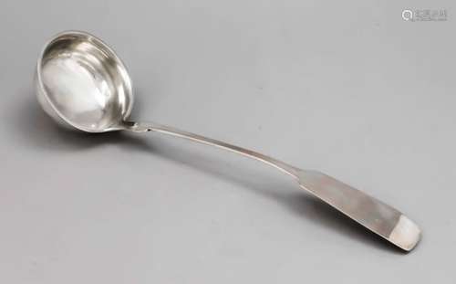 Soup ladle, 19th century, silver 12 (750/000), spade shape, l. 35 cm, approx. 152 gSuppenkelle,