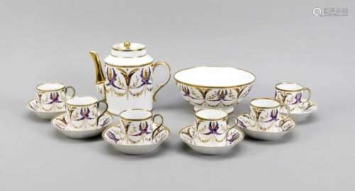 Service, prob. Toulouse, France, 19th century, Empire shape, cylindrical cups with earloops,