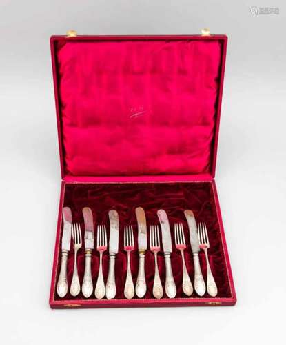 Cutlery for six persons, German, around 1900, hallmarked M. H. Wilkens & Söhne,Bremen-Hemelingen,