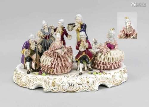 Large group of musicians in Rococo style, Kronach, Upper Franconia, 20th c., elegant ladyon the