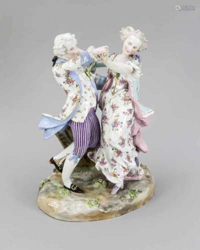 Large dance couple, mark Christian Nonne, Volkstedt, Thuringia, late 18th century, largedance couple