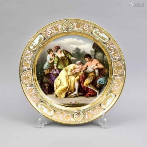 Large picture plate, Vienna, late 19th century, in the mirror polychrome painting, versobez. 'King