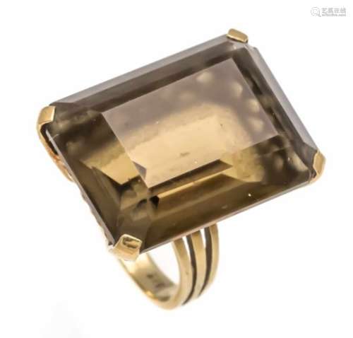 Smoky quartz ring GG 585/000 with a fac. Smoky quartz 20 x 15 mm, ring size 47, 8.4 gRauchquarz-Ring