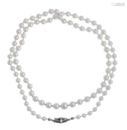 Akoya necklace with buckle WG 585/000 set with an Akoya pearl 3 mm, Akoya pearls in thecourse 8.