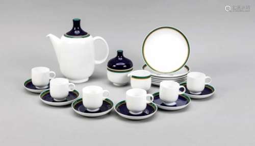 Mocha service for 6 persons, 21 pieces, Rosenthal, Studio Line, after 1957, form 'Plus',design: Wolf