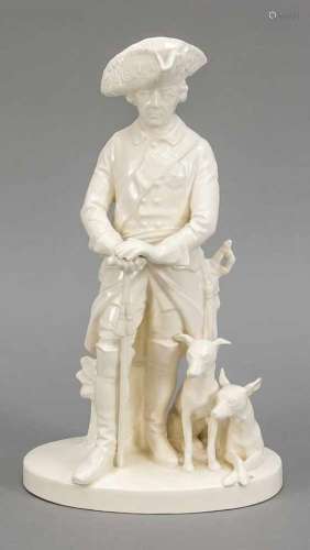 Frederick the Great with his grayhounds, 20th century, ceramics, beige clay, model no.2640, hairline