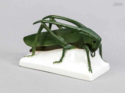 Grasshopper, Rosenthal, mark after 1957, draft and sign. A(lbert) Caasmann, polychromepainted in